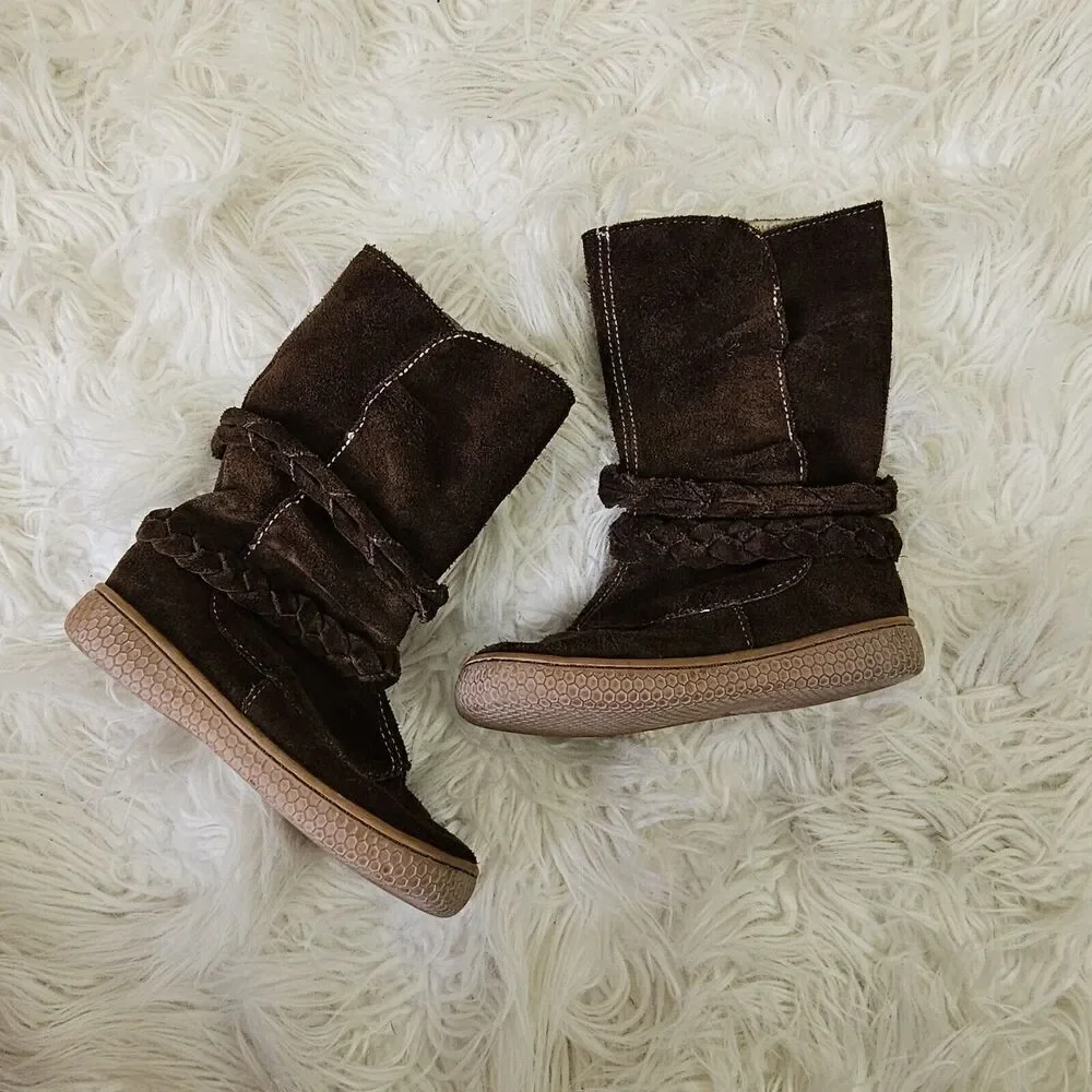Livie & Luca Mocha Brown Suede Leather Calliope Boots Size 7